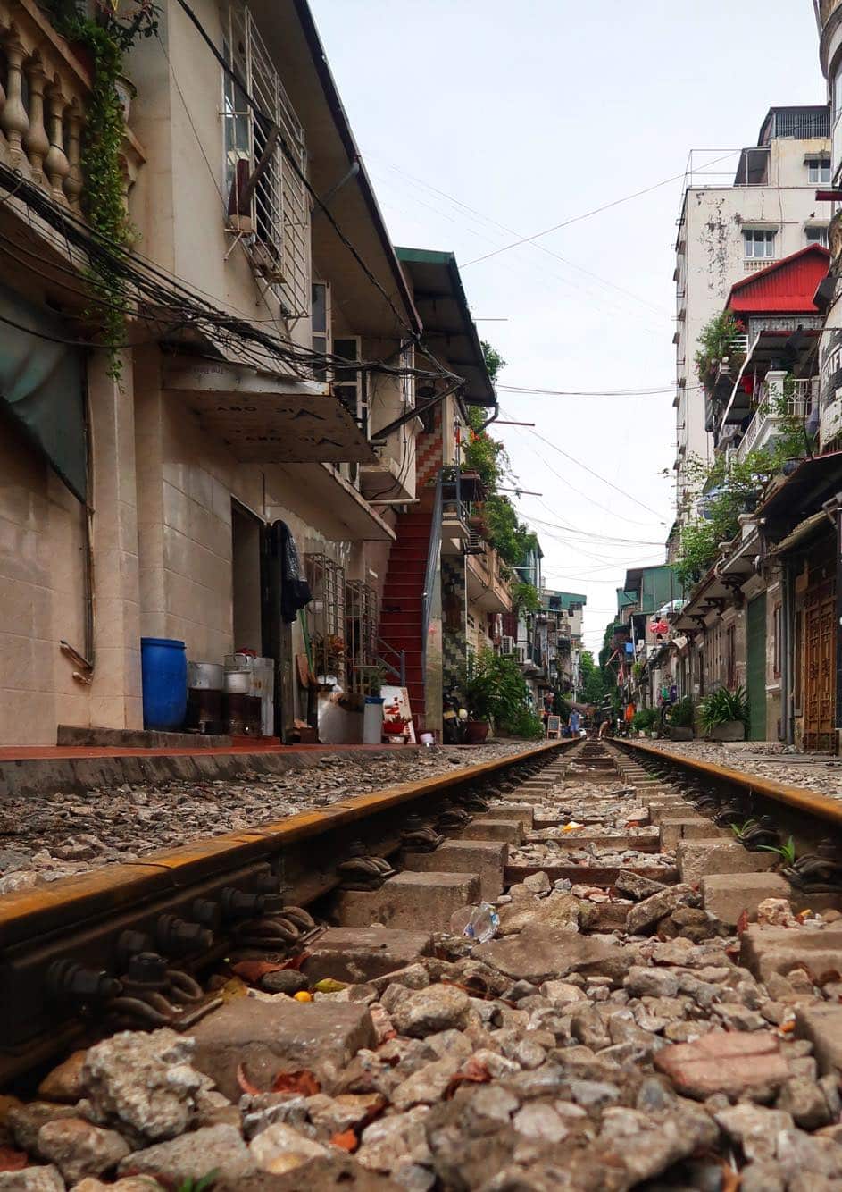 Jernbanen som går igennem Hanoi