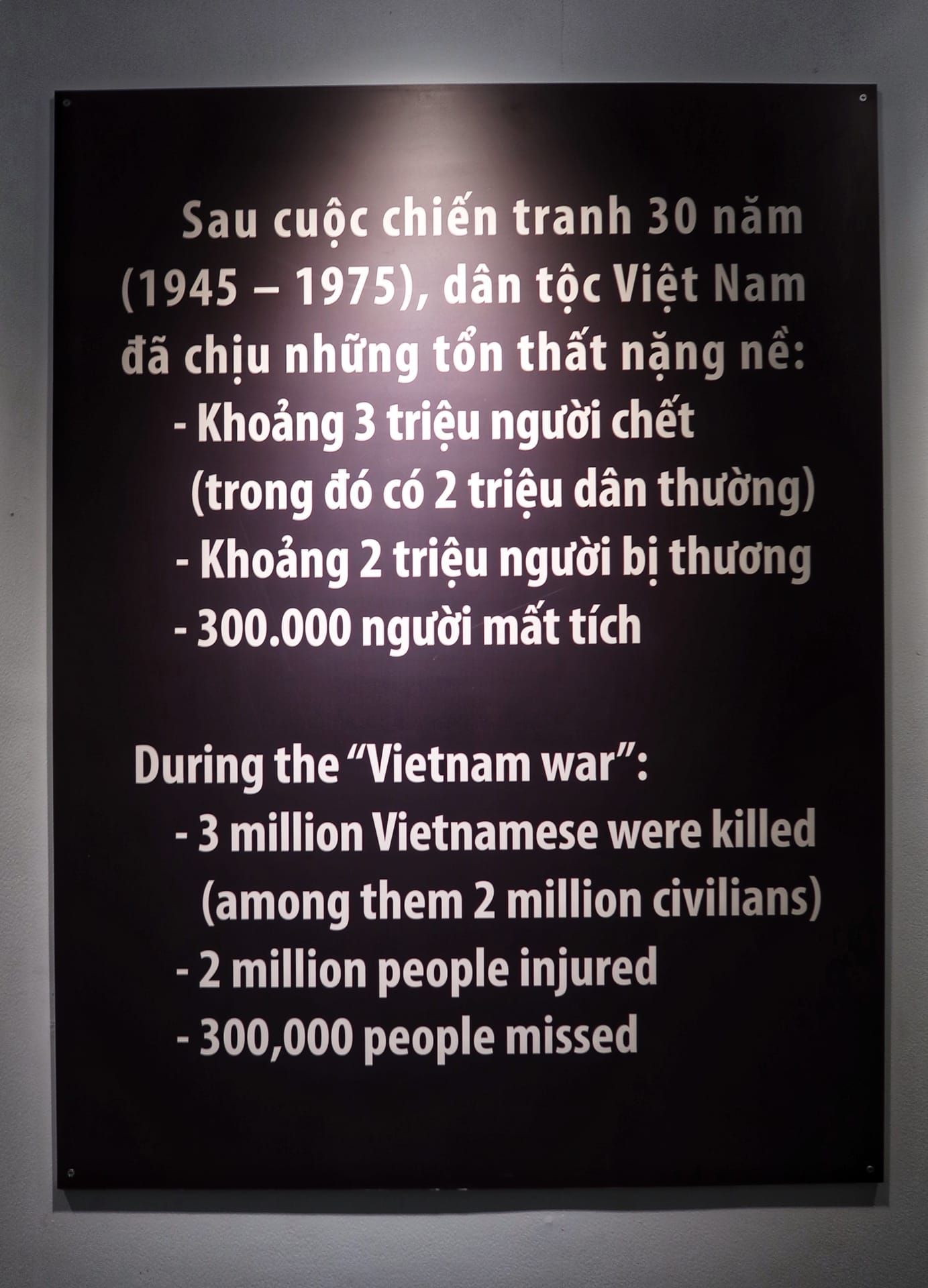 Krigsmuseum i Ho Chi Minh - antallet af døde
