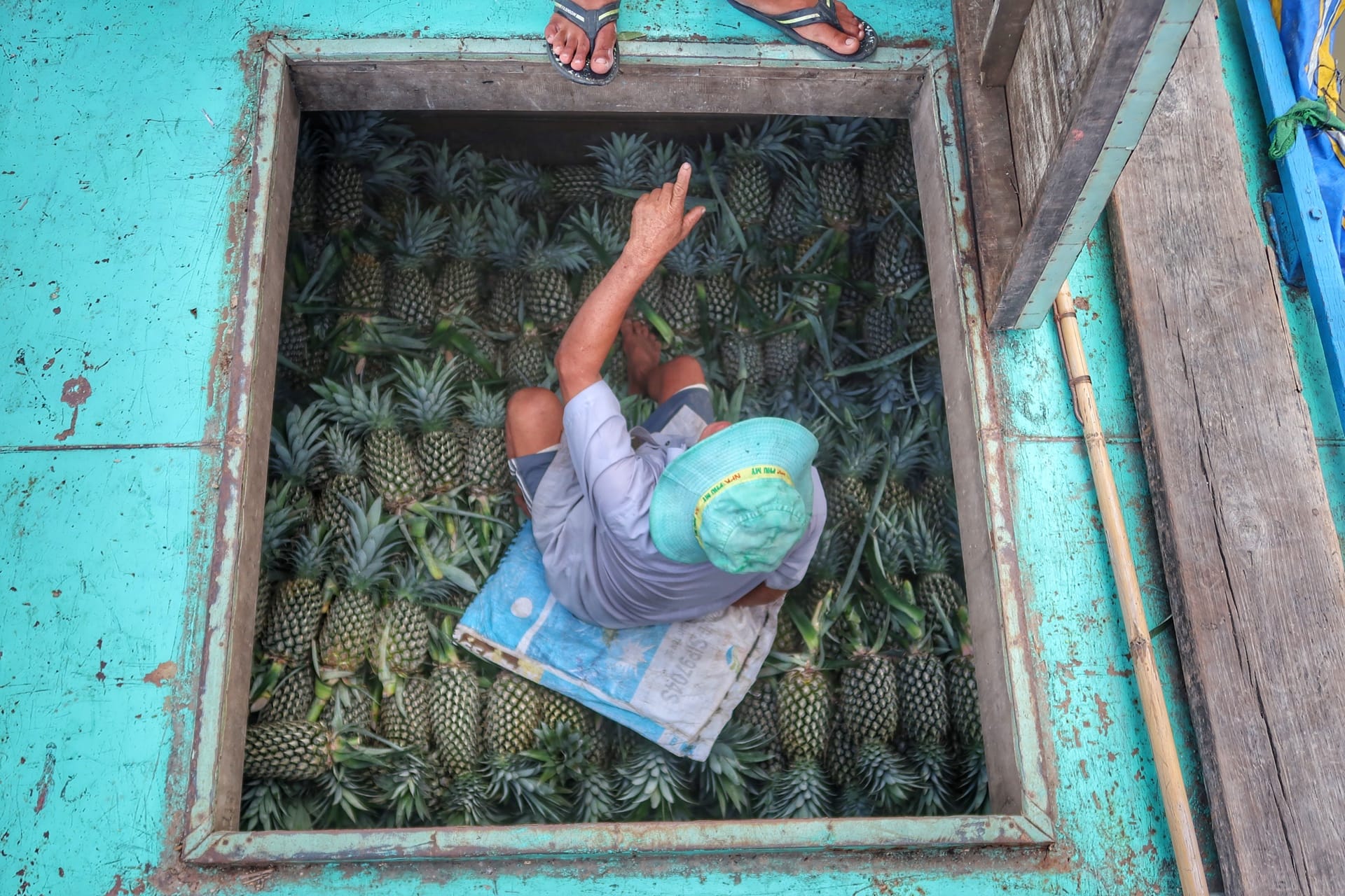 Mekong River, mand sælger ananas