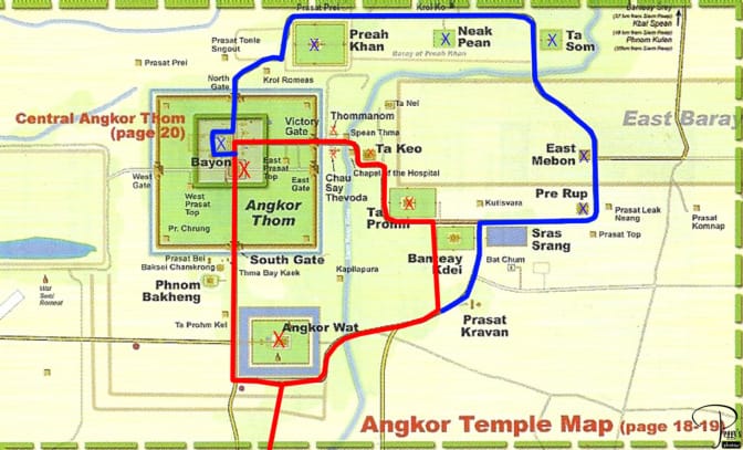 kort over angkor templerne